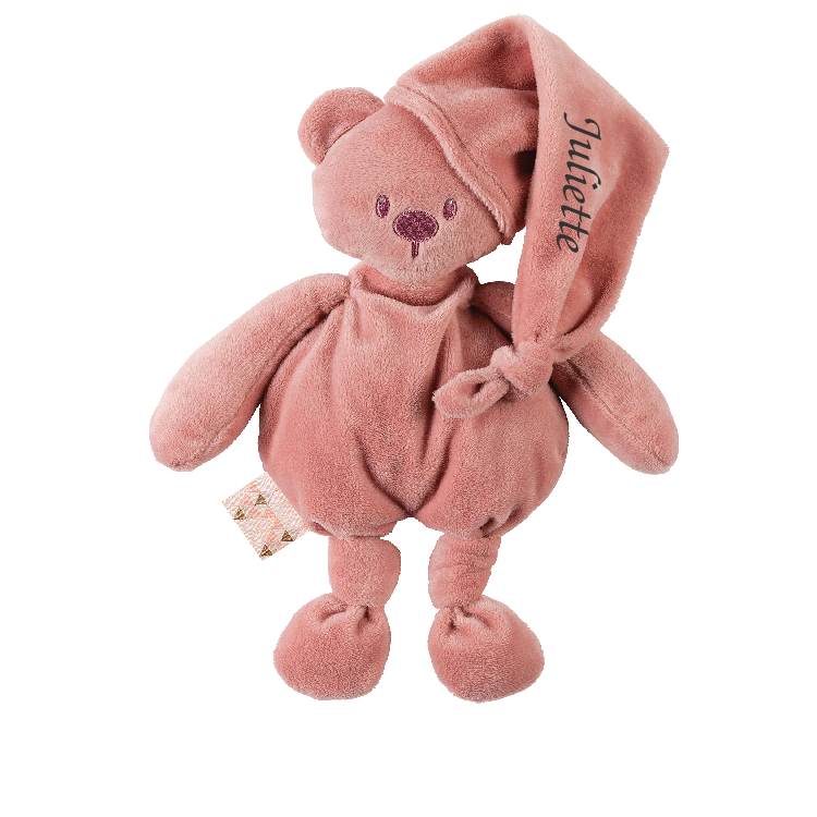  lapidou peluche ours vieux rose 30 cm 